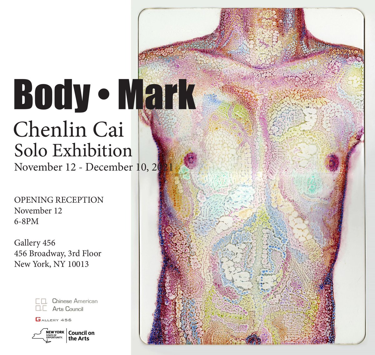 caacarts's tweet photo. Our new exhibition Body•Mark is on view from now until December 10th! Don’t miss @chenlin.cai ‘s stunning paintings and 3D works from 2017 to 2021. #CAAC #VisualArt #SohoNY #ChenlinCai #ContemporaryArt #AsianAmercanArtist https://t.co/yoIRvaPaHE