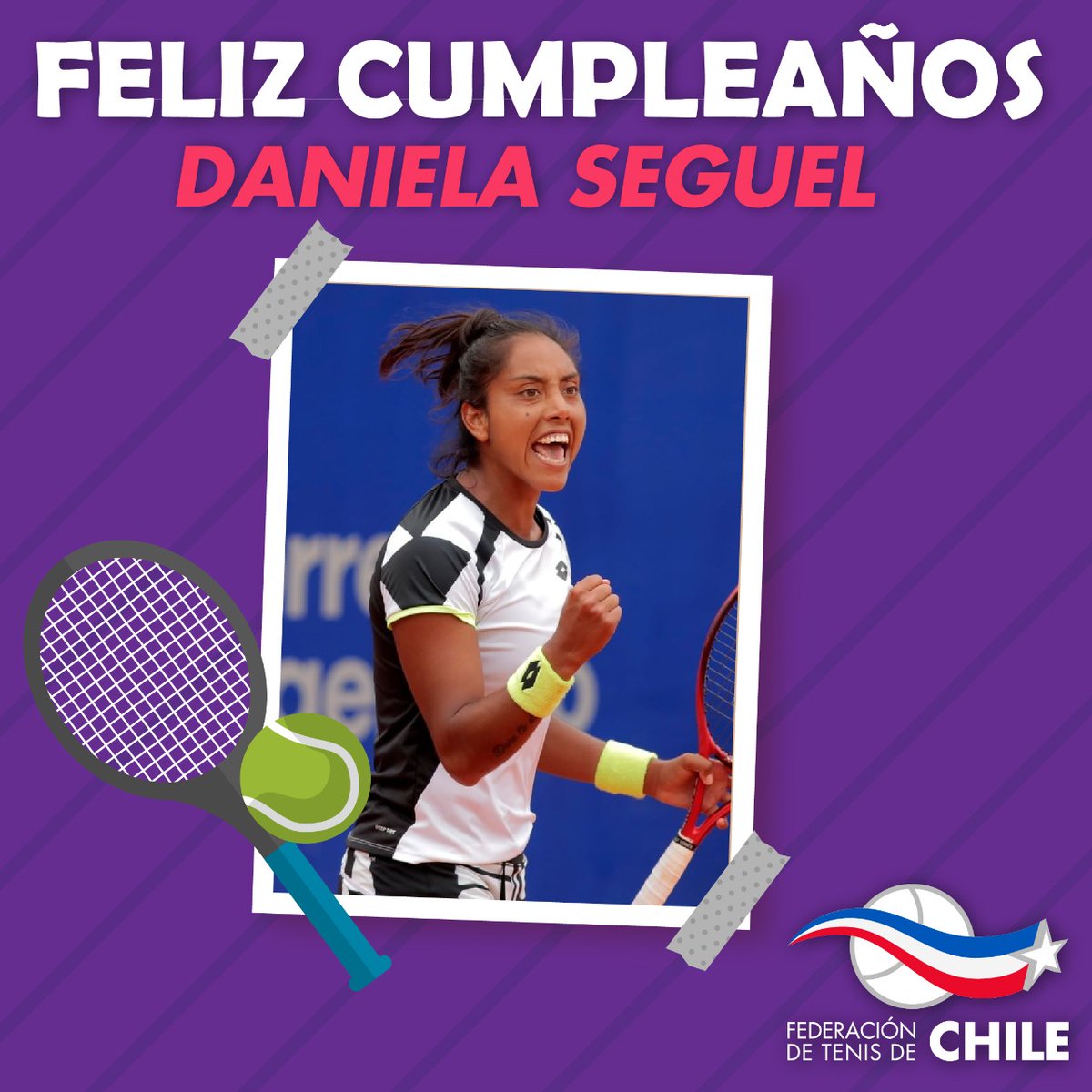 Ftch_oficial's tweet photo. Muchas felicidades @daniseguel que tengas un excelente día! 🤩🎊🎁🎂 🎉
#felicidades #felizcumpleaños #DanielaSeguel #instachile #instatennis #fetech #instabday #happbirthday #BillieJeanKingCup #wta https://t.co/WmhTfZXCUc