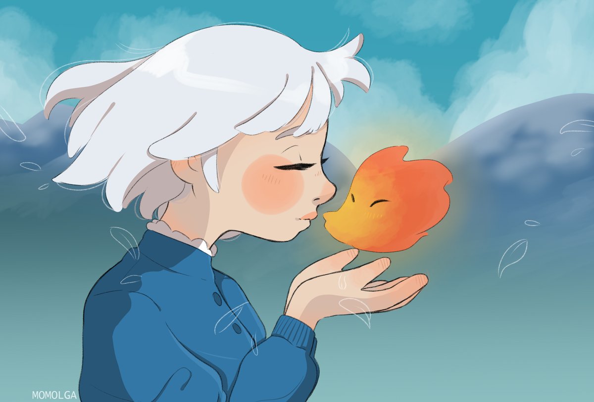 momolgaa's tweet photo. Sophie &amp; Calcifer☁️🔥
#HowlsMovingCastle https://t.co/VY6NWeKp5C