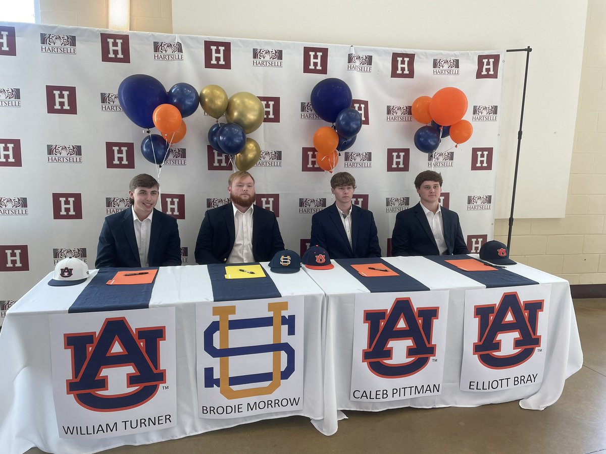 What a day for @HHS_Baseball1 ‼️ Four guys signed to play at the next level and three of them get to stay teammates in college⚾️

<a href="/will_turner2022/">William Turner</a> - <a href="/AuburnBaseball/">Auburn Baseball</a> 

<a href="/MorrowBrodie/">brodie.morrow</a> - <a href="/Bison_BSB/">Southern Union Baseball</a>

<a href="/cjpitt7/">Caleb Pittman</a> - Auburn

<a href="/ElliottBray4/">Elliott Bray</a> - Auburn