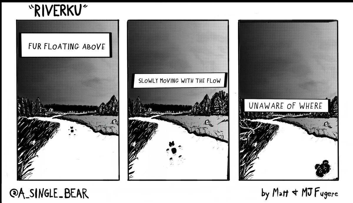 Fur floating above
Slowly moving with the flow
Unaware of where

#riverku
#bearku
