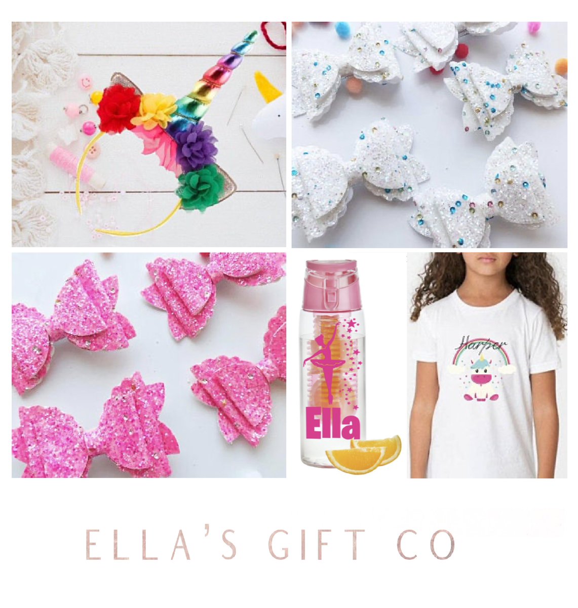 Any #unicornlovers🦄 we have the most perfect gifts. From hair accessories to printed personalised t- shirts. Find more at our Etsy store: etsy.com/uk/shop/Ellasg…. We are happy to make bespoke designs #ellasgiftco #personalisedgifts #giftsforlittlegirls