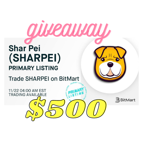 GIVE-AWAY!!🚨My friend <a href="/Crypto_XN/">XNiverse</a> and i celebrate the #BitMart listing for #SHARPEI with a couple of prices!

We will #giveaway 500 dollars🤝
5 persons can win $100 each

HOW TO WIN?
🔥FOLLOW ME &amp; <a href="/Crypto_XN/">XNiverse</a> 
🔥LIKE &amp; RETWEET this tweet
🔥TAG 3 friends 

Ends Friday 20:00 cet