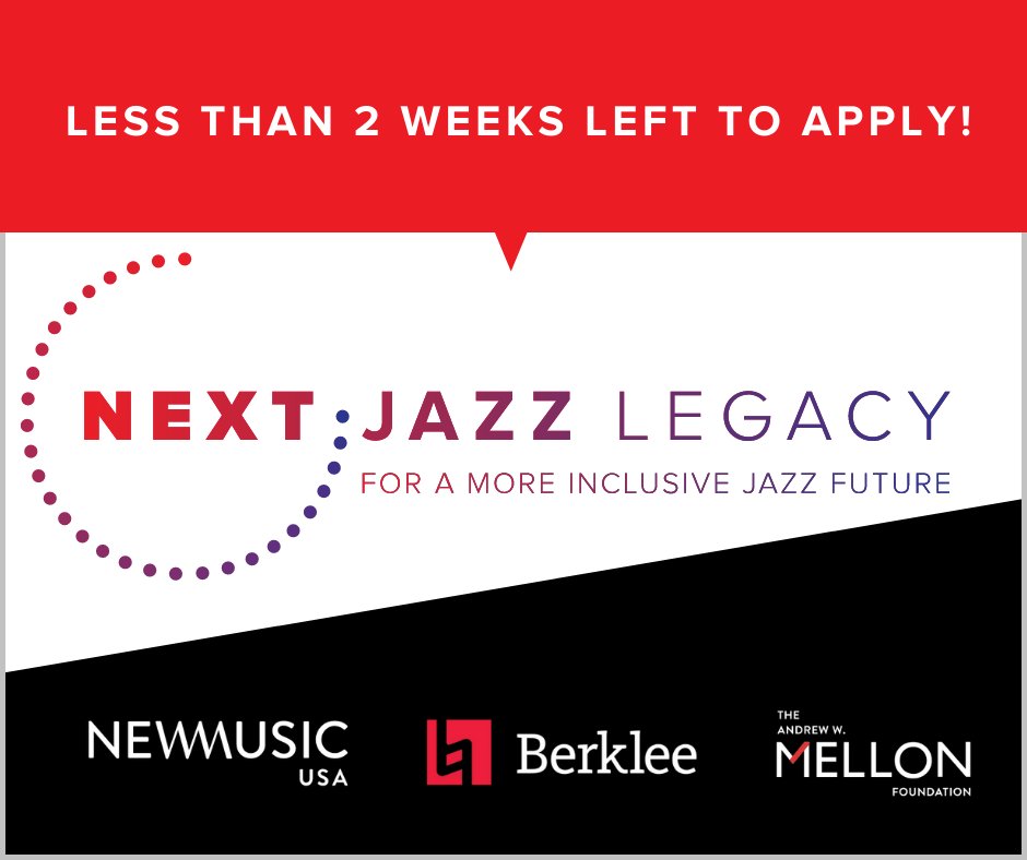 2 weeks left to apply! #NextJazzLegacy is a new national apprenticeship program for women and non-binary improvisers in jazz, with the intersection of gender and race as a guiding principle.

Learn more and submit your materials by visiting: newmusicusa.org/program/next-j…