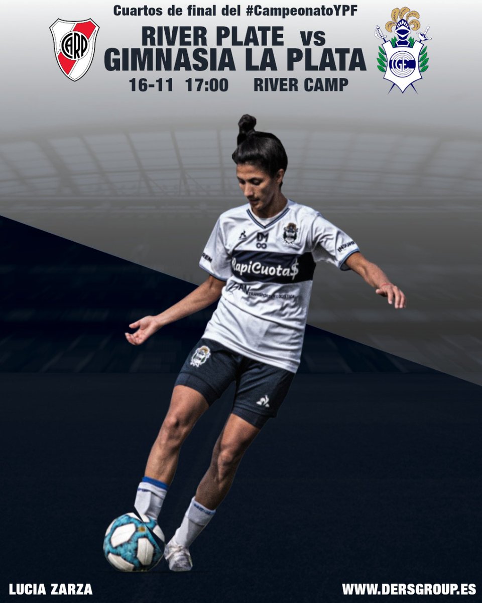 MATCHDAY  #LuciaZarza

<a href="/RiverPlate/">River Plate</a> Fe🆚️ <a href="/FemeninoCGE/">Gimnasia Fútbol Femenino</a>

🏆 Cuartos de Final YPF
🗓 16/11/2021
🕔 17:00h 

<a href="/Dersgroup/">Dersgroup</a>

#letsgo #Dersgroup #seguimos #trabajando #familia #futbol #pasión #compromiso #friends #caminamosjuntos