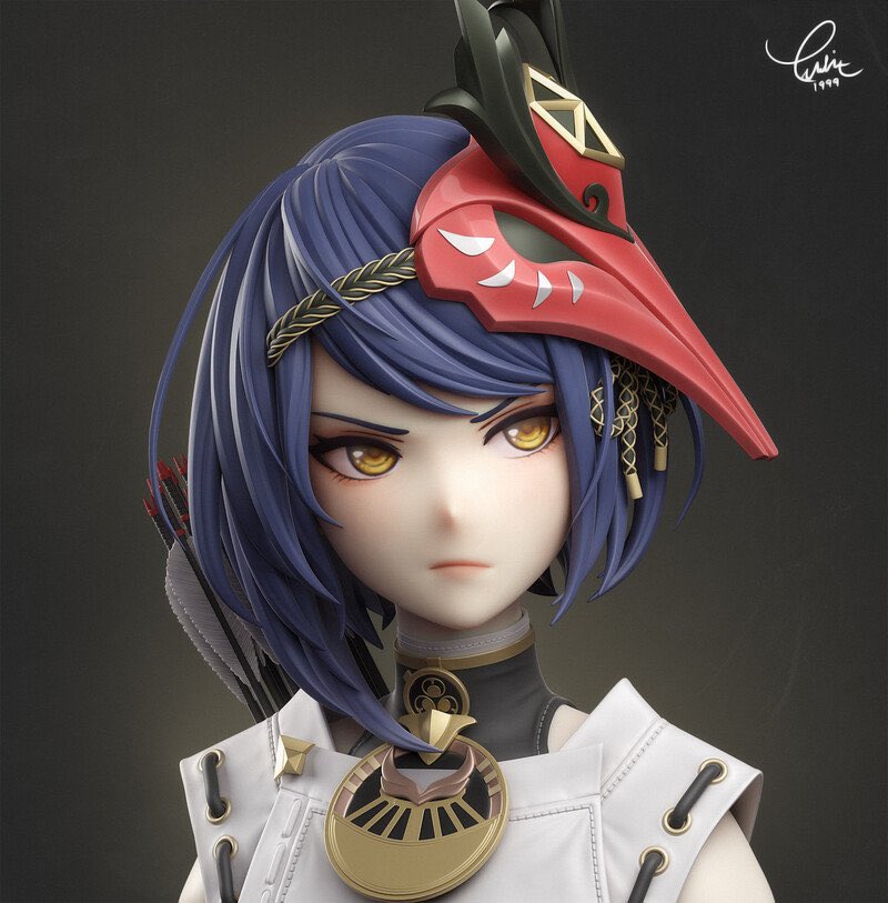 kujousaradaily's tweet photo. kujou sara sculpt render by yuditya afandi https://t.co/sidYB3Ko1A