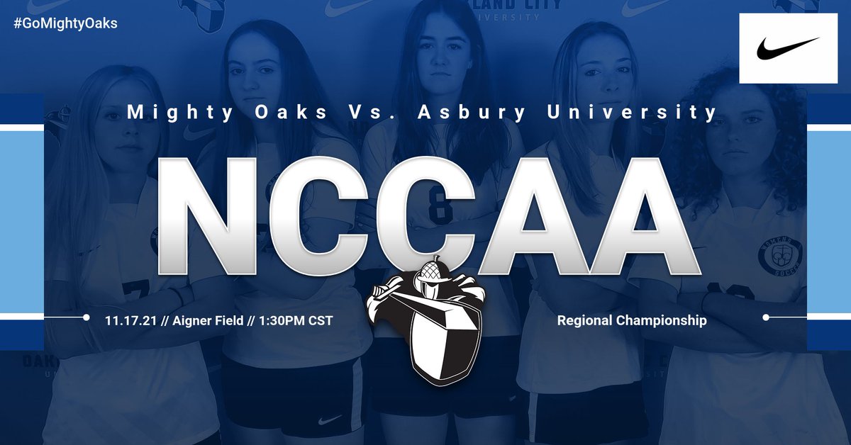 Join your Mighty Oaks for the NCCAA Regional Championship match against the Eagles of Asbury University.

⏰1:30PM CST
🎯Aigner Field

Live Stats: naiastats.prestosports.com/sports/wsoc/20…
Live Video: gomightyoaks.com/sports/2021/8/…
