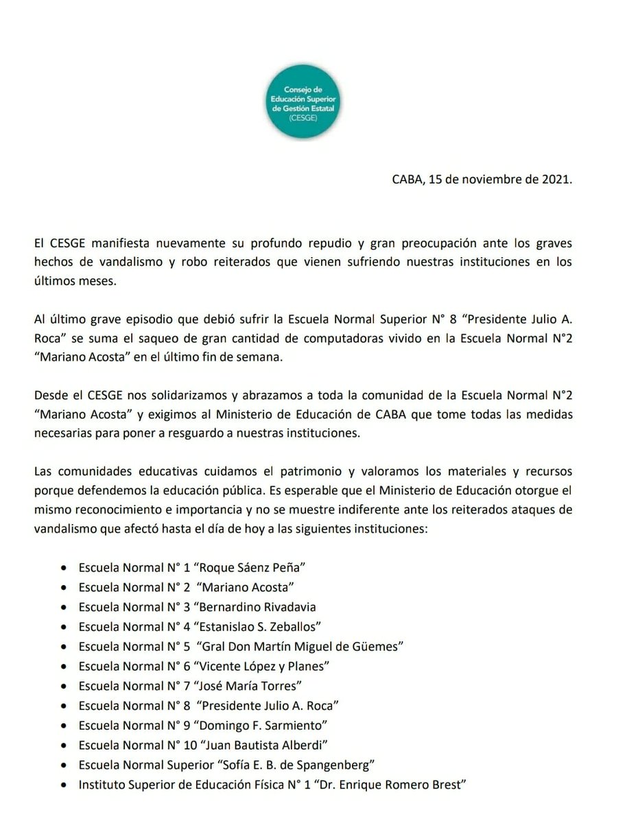 mlavalletto's tweet photo. Repudio los hechos delictivos que sufrió la comunidad de @ENS2_M_Acosta el último fin de semana. Hechos similares ocurrieron en las últimas en #NuestrosProfesorados:
#Normal1
#Normal8
#Normal6
#Lenguitas.
¡Basta de atropellos contra la Escuela Pública!
#29x29 SIEMPRE https://t.co/CQGQ2kPi1H