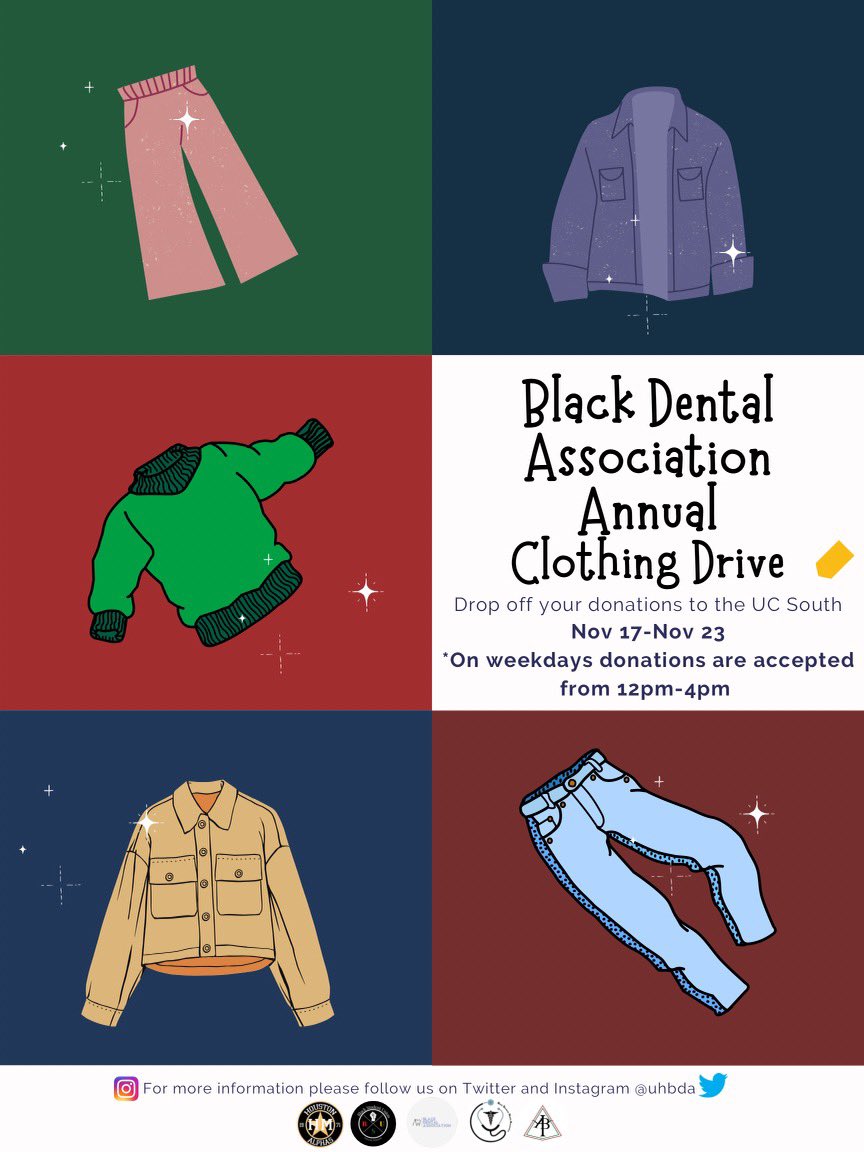 It’s that time of the year again! Our 2nd Annual Clothing Drive 👕 starts this Wednesday, November 17th 12-4pm at the UH Student Center. We will accept all clothes 🧥, socks 🧦, and canned food🥫. See you guys there!