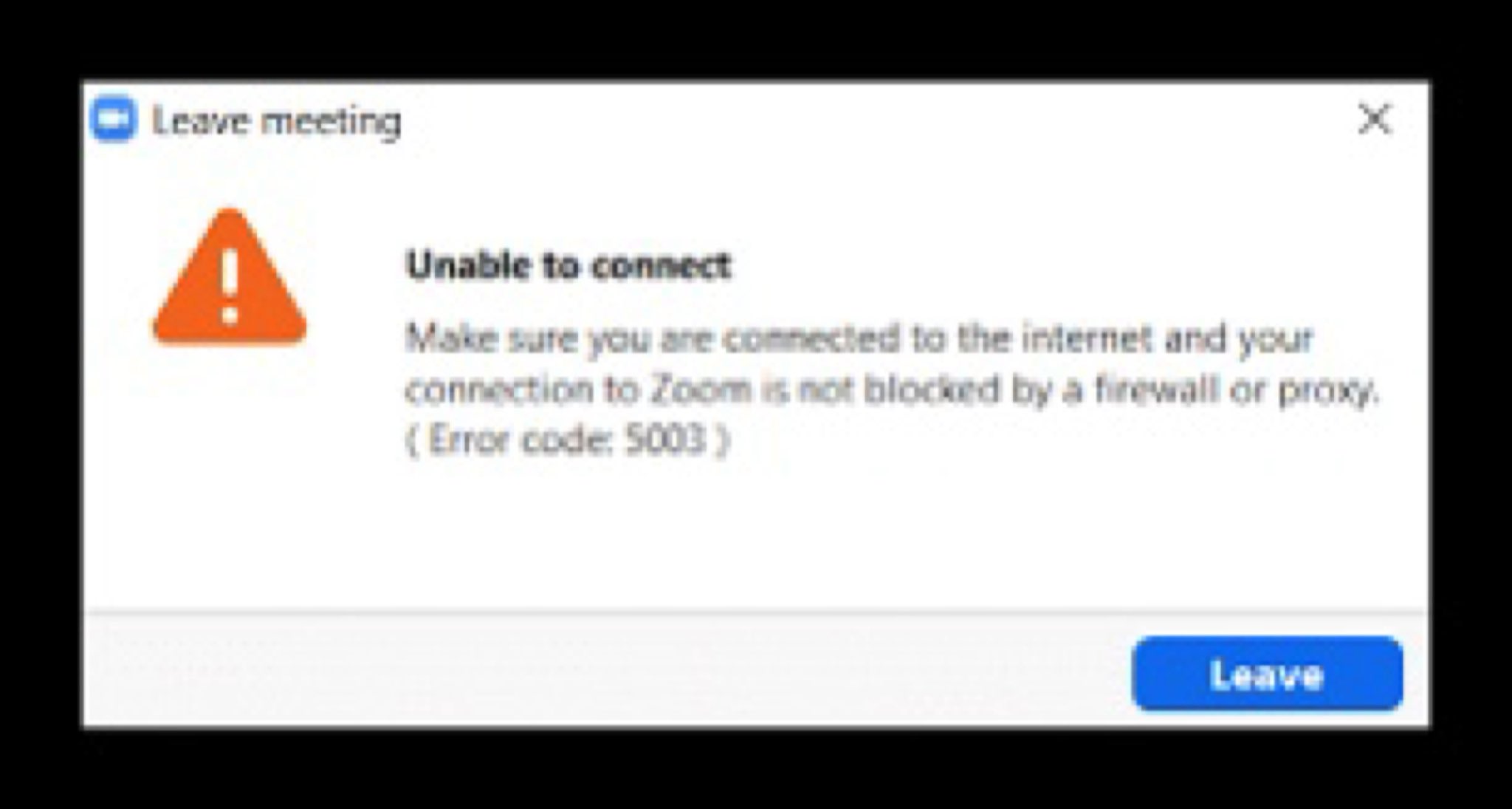 Zoom ошибка 5003