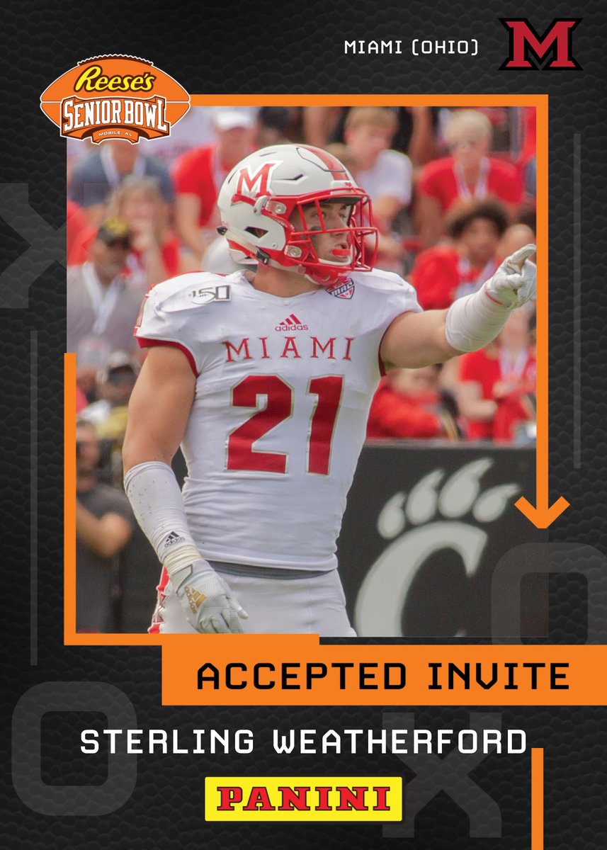 Welcome DB @sweatherford2 from @MiamiOHFootball to the 2022 @Reeses Senior Bowl! Let’s get to work! 😤😤😤 #RiseUpRedHawks #TheDraftStartsInMOBILE #BestOfTheBest @JimNagy_SB @PaniniAmerica #RatedRookie