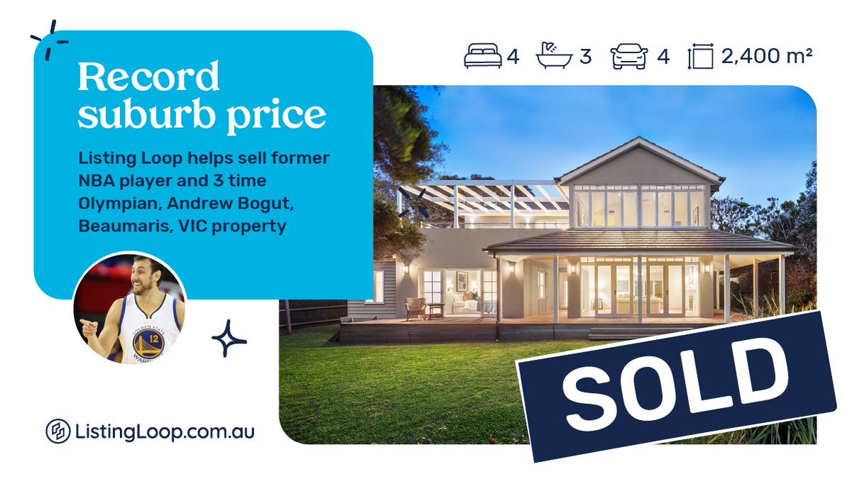 ListingLoop's tweet image. ⚡Former NBA player and three-time Olympian, @andrewbogut has SOLD his Beaumaris, VIC property for a suburb record price less than a week after he exclusively listed it for sale on @ListingLoop
