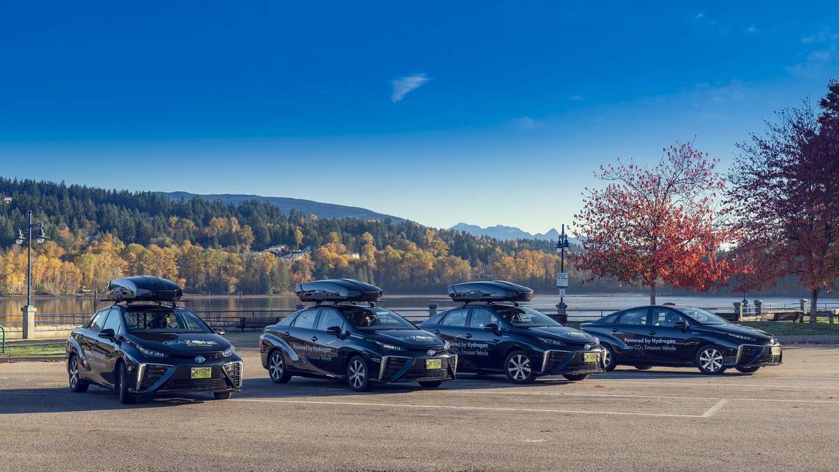 GeaZone's tweet photo. The future is green! With 40 new Toyota Mirai fuel cell electric vehicles, Geazone creates North America’s first hydrogen-powered courier fleet and brings Canada one step closer to becoming a global hydrogen leader. https://t.co/CyQ1E9BhHA
