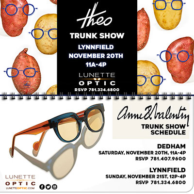 lunetteoptic's tweet photo. Check out our upcoming trunk shows @anneetvalentin & @theoeyewear.
@Shop_MarketSt, @LegacyPlace #opticians #annetvalentin #theoeyewear #eyeglasses #sunglasses #flexspending #optical #boston #fashion #eyewear #Dedham #Lynnfield #sunglasses https://t.co/fukkRdAKTs