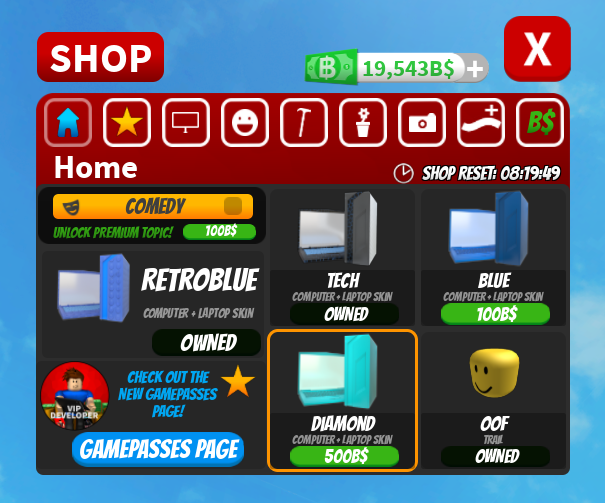 JJGeography's tweet photo. Realised I haven't tweeted in 4 months lol 👋

Here's some new shop UI I recently made for #GameDevLife! Got rid of crates and moved to a daily shop system! #RobloxDev https://t.co/WUu3B3tcnN