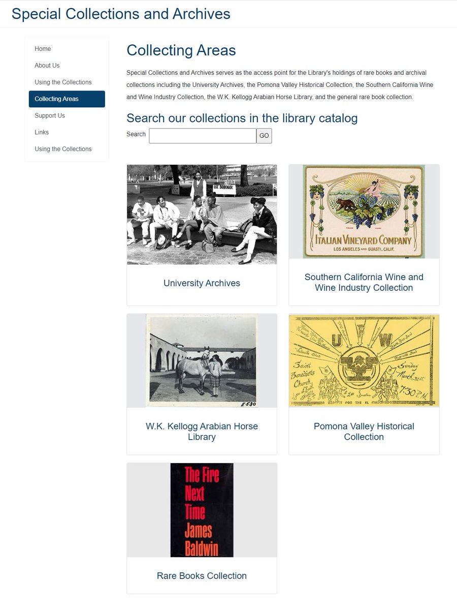 CPPSpecColl's tweet photo. Want to know more about our collections? Visit the “Collecting Areas” section of our website https://t.co/JlDJLIaeV2  or see our finding aids on the Online Archive of California https://t.co/7BrQ2Qf0I9
#CPP #CPPSpecColl #CPPLibrary #CalPolyPomona #Archives #Collections https://t.co/rgxG5wDbrU