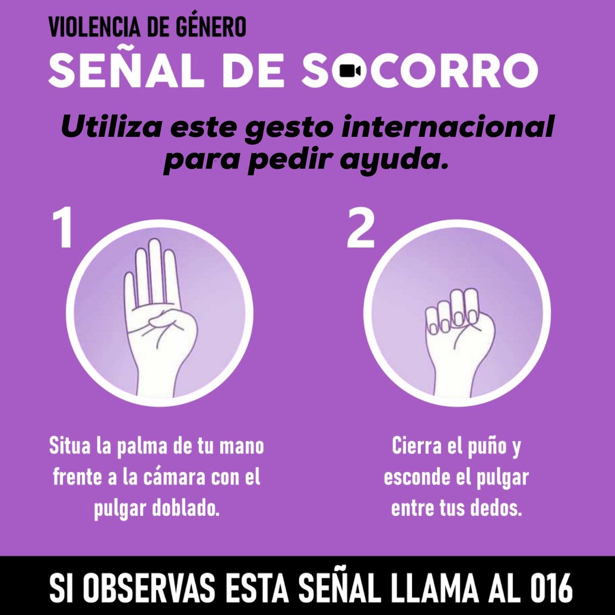 ⚠️ Mano abierta, pulgar hacia dentro y puño cerrado.⁣
⁣
Esta sencilla señal de socorro fue realizada por una mujer que se encontraba en la sala de espera de una clínica de Barcelona, aprovechando el momento en que una enfermera se le acercaba.⁣