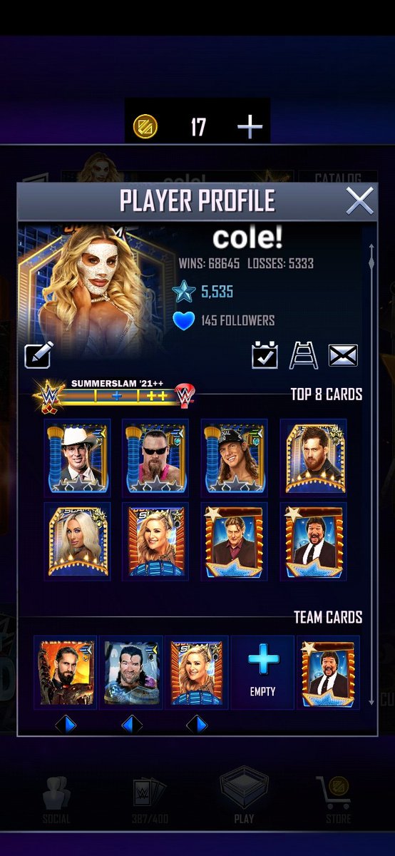 Cole65373276's tweet photo. Final top 8  before s8!#wwesupercard https://t.co/qwGqE84jhZ