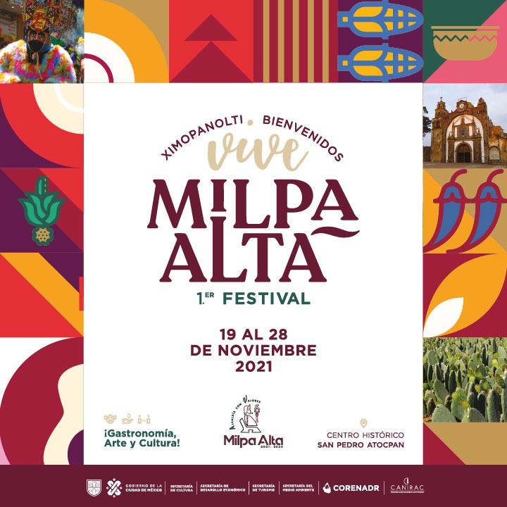 GobMilpaAlta's tweet photo. 🎊 1er Festival #ViveMilpaAlta 🎊
Te invitamos a este gran evento que reúne el sabor y la esencia de #MilpaAlta, del 19 al 28 de noviembre.

Ven y disfruta del arte culinario, atractivos naturales, tradiciones milenarias y actividades culturales que tenemos preparadas para ti. https://t.co/YPTSrG9rVV