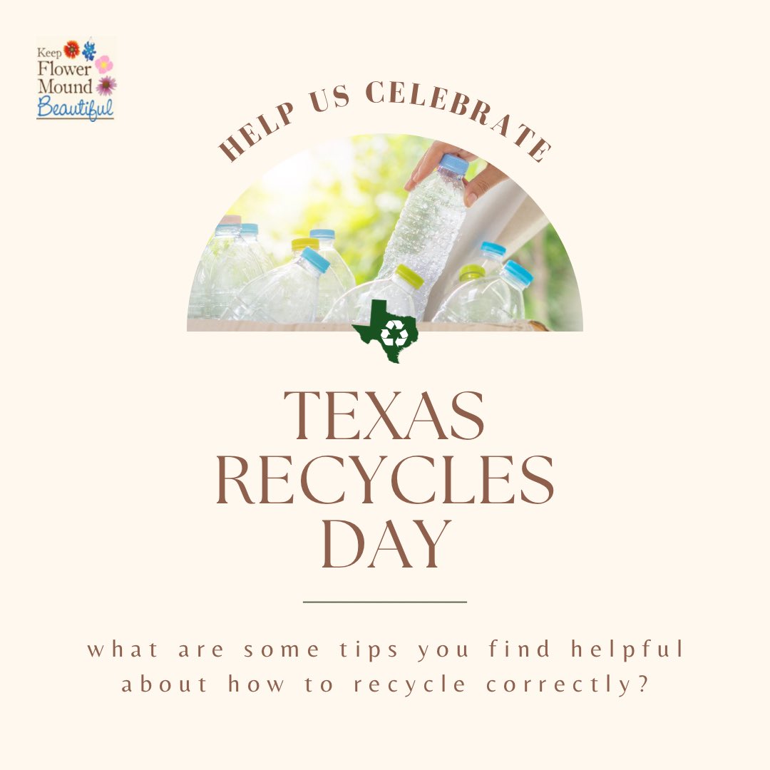 KeepFMBeautiful's tweet photo. Happy Texas Recycles Day, everyone! 🥳 KFMB Recycling Tip: You can always tell if something is recyclable if there’s a triangle symbol with a number. Tell us how you’re celebrating!
#KeepFlowerMoundBeautiful #KFMB #KeepTexasBeautiful #KTB #FlowerMound #Recycle #AmericaRecyclesDay https://t.co/k8e0oZUHCJ