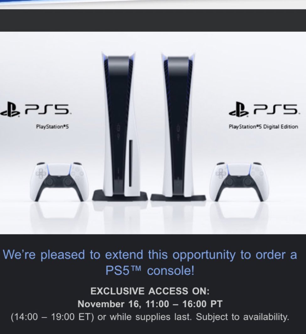 snkr_twitr's tweet photo. PS5 Exclusive Access tomorrow 11am PT/2pm ET via PS Direct 

H/t @adjimbo_ https://t.co/WjOGSCEza8