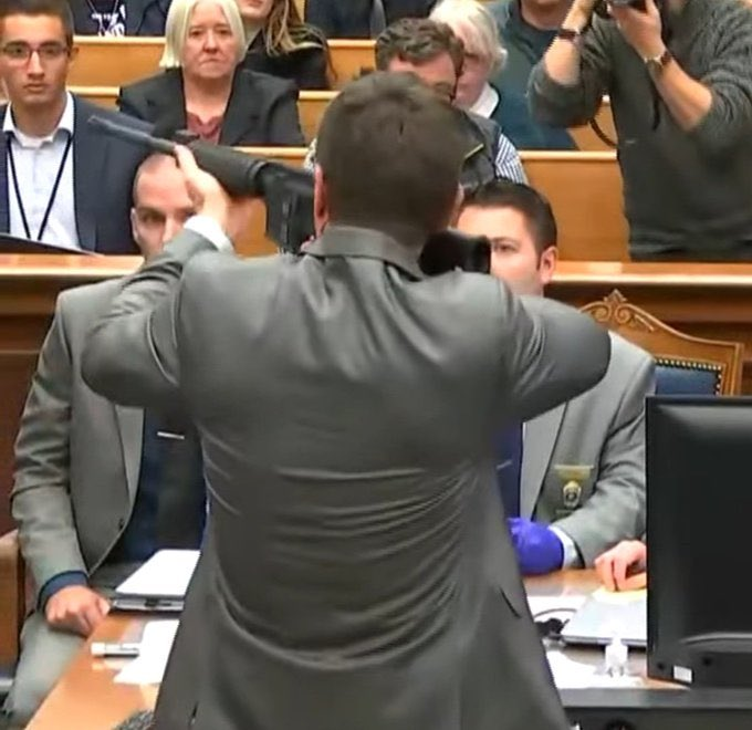 JackPosobiec's tweet photo. Here is Binger in court today

Completely inappropriate and dangerous 

THIS is reckless endangerment, not what Kyle Rittenhouse did https://t.co/2xEyJgyH5F