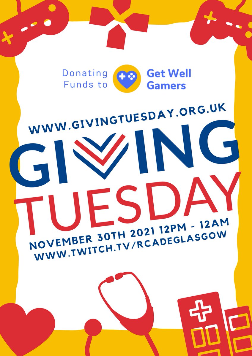 rcadeglasgow's tweet photo. This year for #GivingTuesday we will be raising as much money and awareness as we can for @gwguk  by livestreaming an epic 12 hour fundraiser on #Twitch!

Join us on Tuesday 30th of November from 12pm for an epic marathon stream! 

Full details coming soon
https://t.co/wkTrkS8aEP https://t.co/jefIGbPhEG