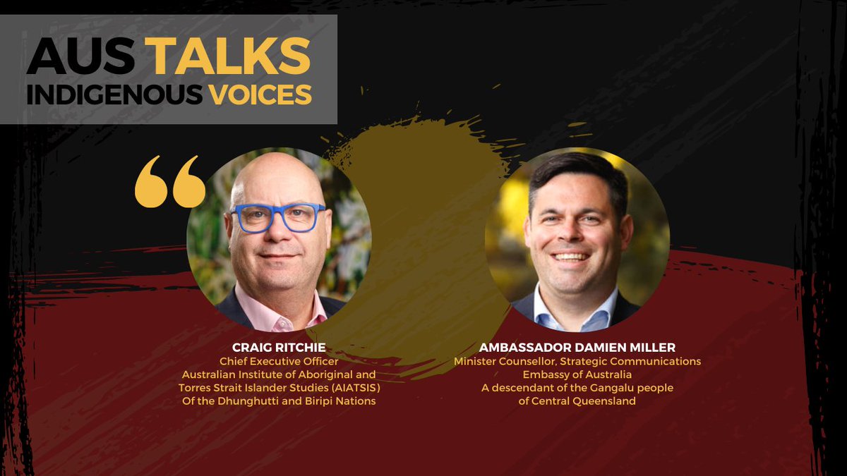 AusintheUS's tweet photo. We were honoured to recently sit down with Craig Ritchie, a Dhunghutti man & CEO of @AIATSIS, for our #AusTalks #IndigenousVoices series. Craig discussed the importance & international efforts for the return of cultural heritage to Traditional owners.
๐บ https://t.co/IRPdsBMSW3 https://t.co/xYBJnC1PzQ