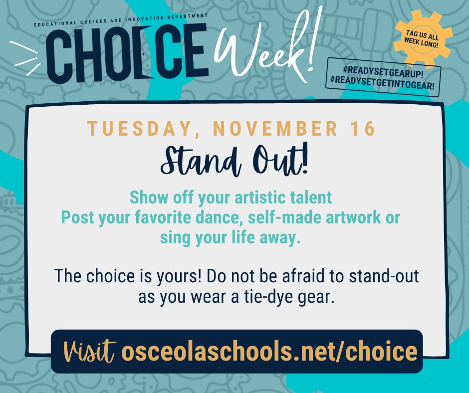Tuesday is the day to stand out by wearing tie dye for choice week! #readysetgearup #readysetgetintogear #phelandas