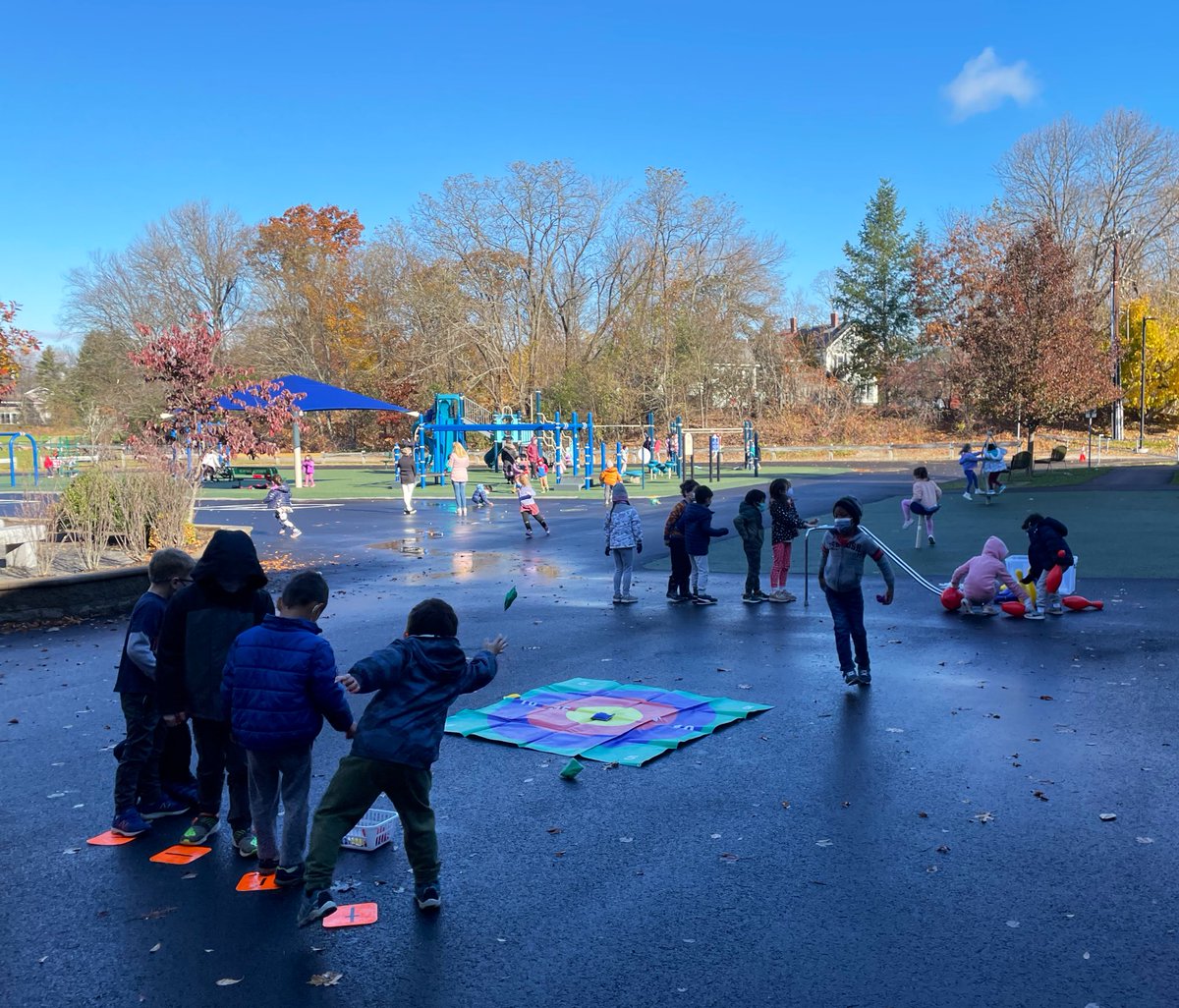 MsGoffPT's tweet photo. Week 3 of Recess is For Everyone includes target toss and giant checkers. We braved the wind and had a great time! @HarringtonHAWKS @lexedfoundation https://t.co/BKKfwnAvDD
