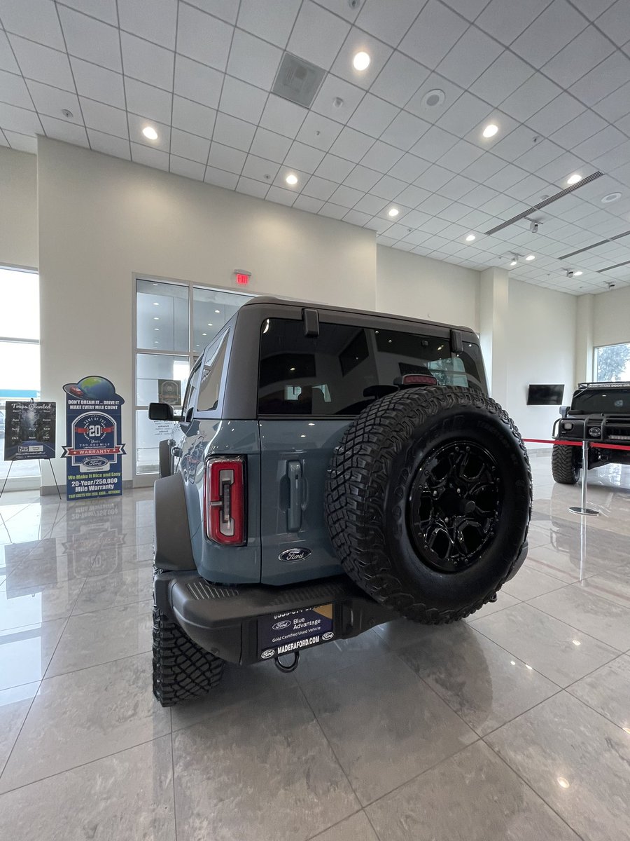 COME BY THE SHOWROOM TODAY and check out this eye catching First Edition Ford Bronco with the Sasquatch Off-Road package included! Dm us for inquiries! $125k #maderaford #FordBronco #broncofirstedition #builtfordtough