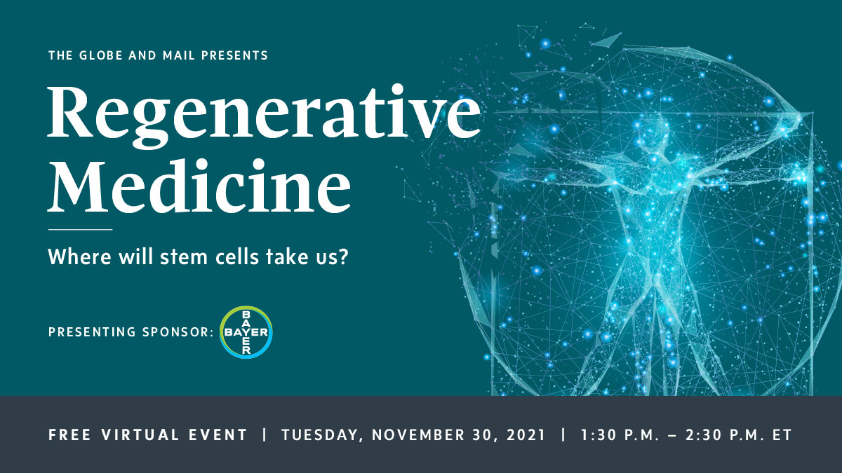 Stem cells hold the potential to create new and innovative treatments and therapies. Join The Globe and @Bayer on Nov. 30 for a webcast on what stem cell advances mean for health care. #RegenMedWebcast Sign up: tgam.ca/RegenMed