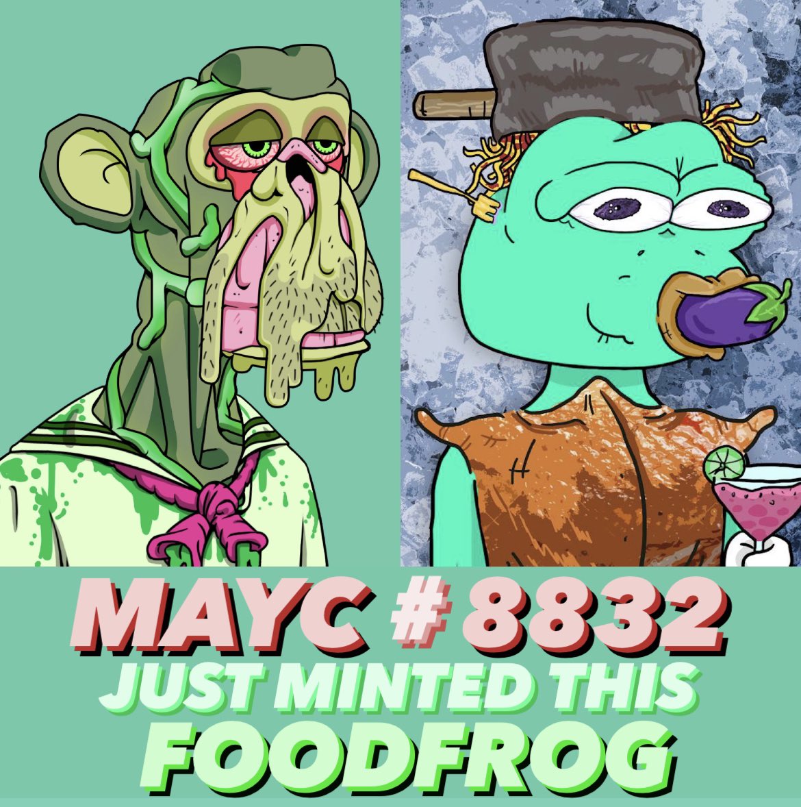 JOEYFITNESS's tweet photo. If you don’t know…….you will know soon!
@FoodFrogs 

#bayc #nft #nfts #BoredApeYachtClub #foodfrogs #MAYC https://t.co/jHAEgFkv9O
