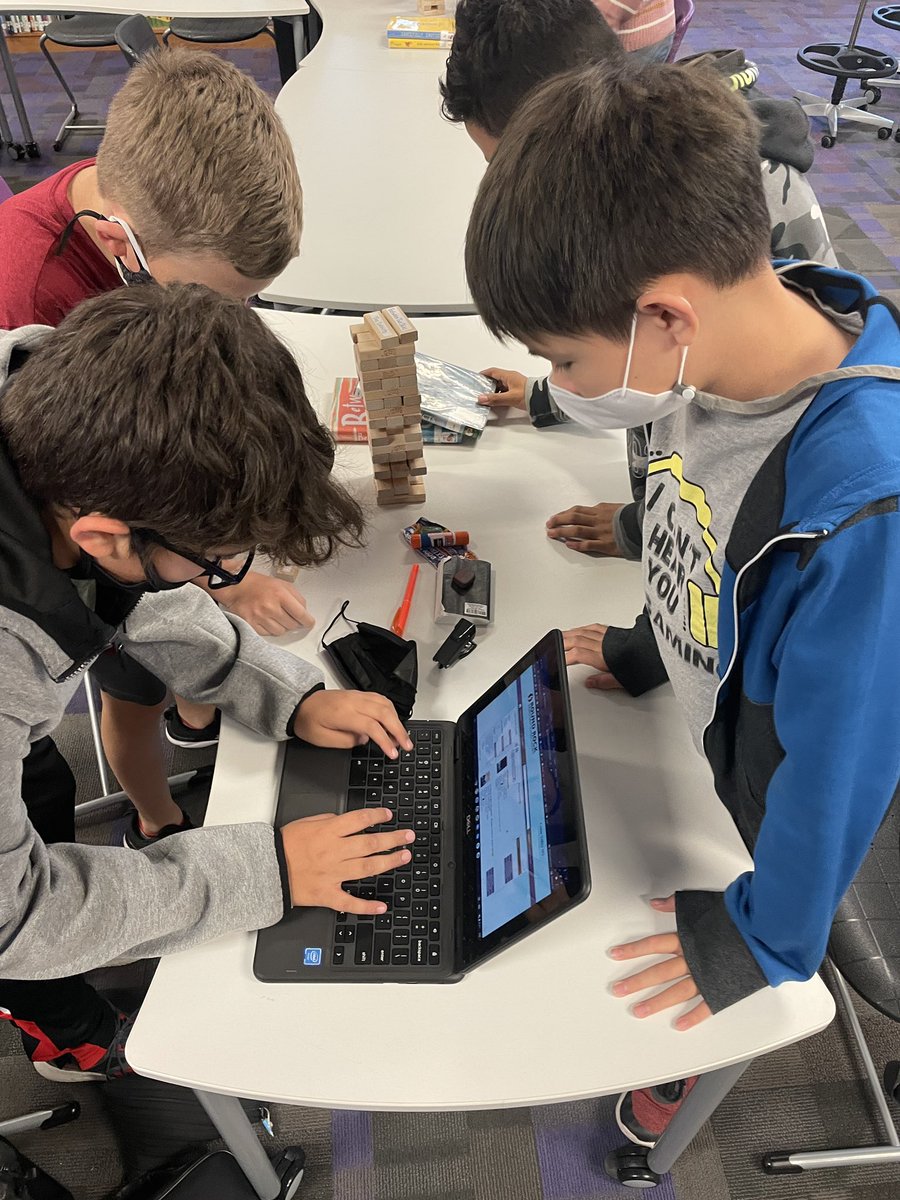 CeVMS_Library's tweet photo. Using @JENGA to practice using the library catalog! Overheard from a 6th grader: “Jenga was my childhood!” 😂 https://t.co/XJ84GjLHVY