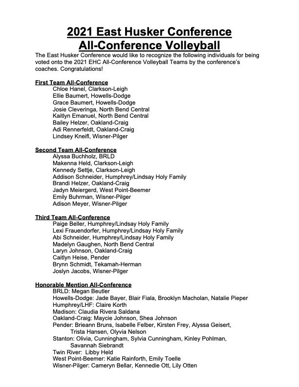 EHC All-Conference Volleyball