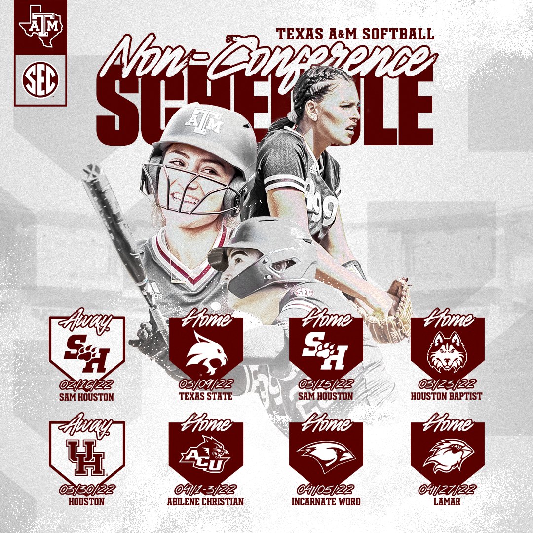 AggieSoftball's tweet photo. Check out the rest of our non-conference slate 🙌

📰: https://t.co/TomEp3eEbp

#GigEm https://t.co/hjC2QP0aI2