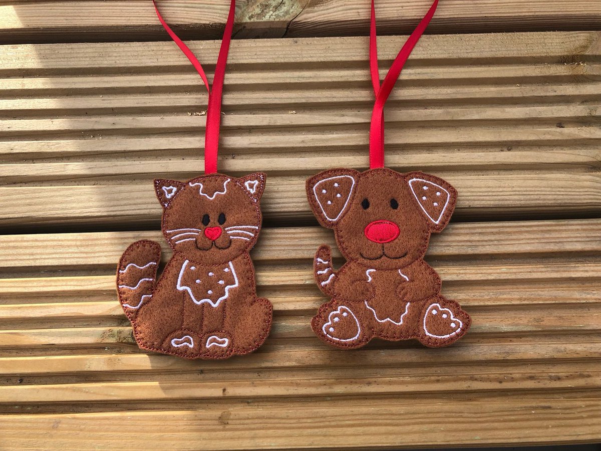 Excited to share this item from my #etsy shop: Cat and dog gingerbread hanging Christmas decorations, tree ornaments, dog decoration, cat decoration #dogdecoration #catdecoration #petdecoration #treedecoration #christmastree #embroidered #hangingdecoration etsy.me/3Clg31F