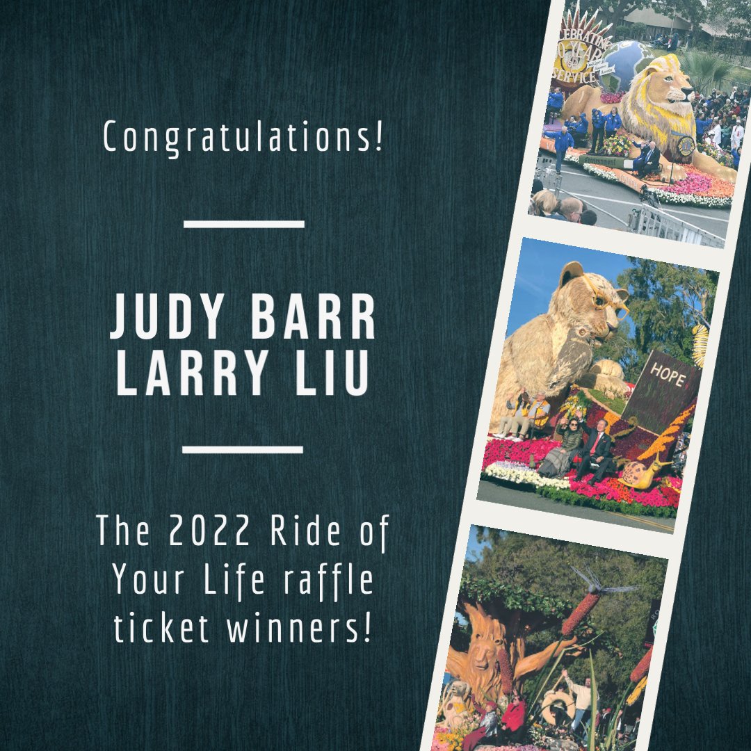 LionsFloat's tweet image. Congratulations to Judy Barr and Larry Liu the 2022 Ride of Your Life raffle ticket winners! #lionsfloat