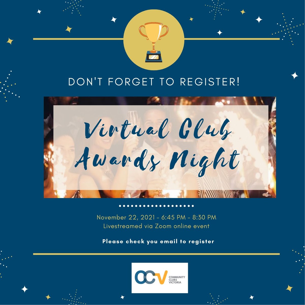 CommunityClubsV's tweet image. It&apos;s been long enough, don&apos;t you think? We wanted our Awards to be at your own venue to watch the big show and celebrate the immense achievements your club has made - particularly over the past 18 months during the challenges of COVID!#CCVAwards2021#awards #communityclubsvictoria