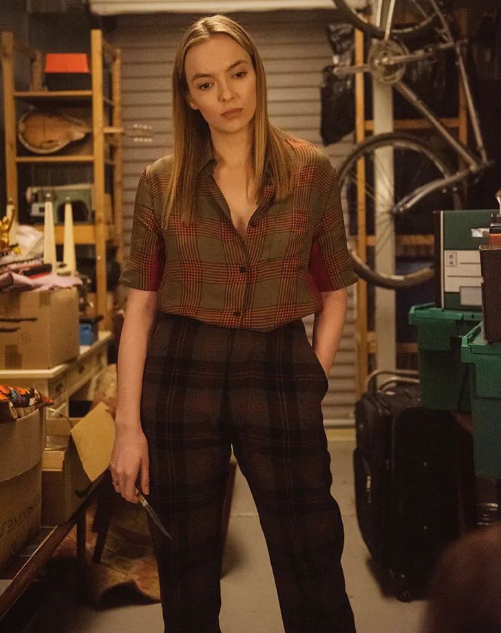 mcuvillaneve's tweet photo. jodie comer is reportedly the only person in the history of the world to ever pull off plaid on plaid https://t.co/VTqHD1vmh3