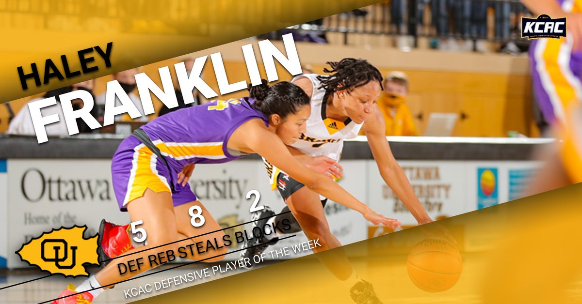 BravesAthletics's tweet photo. .@OUBravesWBB Haley Franklin has been named KCAC Defensive Player of the Week for her efforts last week against Hastings College and Barclay College. Congratulations Haley! #BraveNation https://t.co/NOYEy0gJ7w