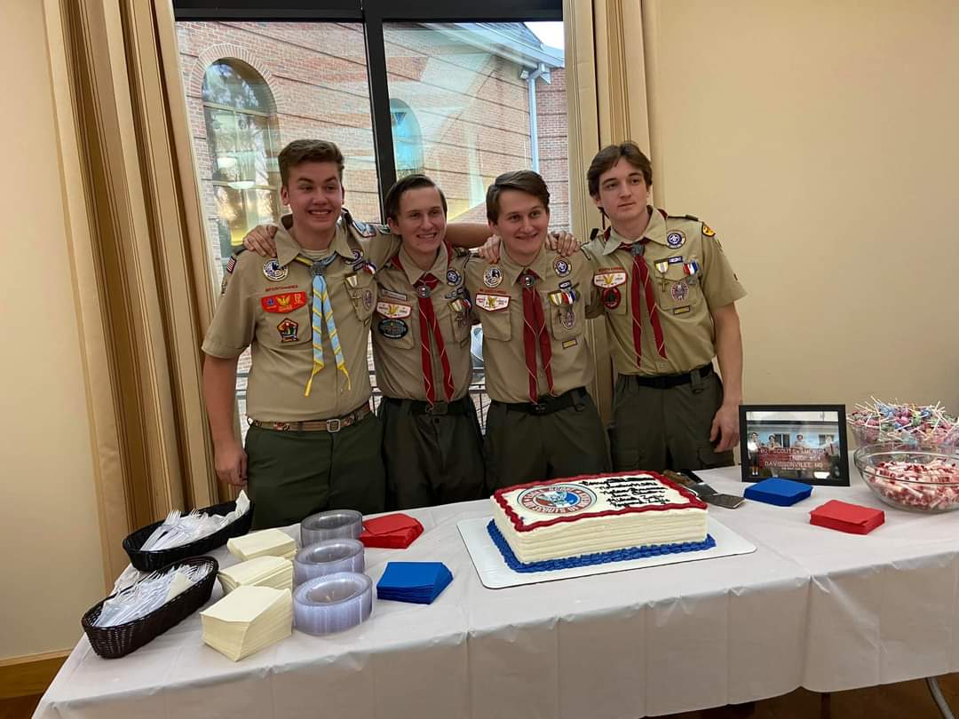 BSATroop454's tweet photo. Scoutmaster Pat congratulates #eaglescouts Ian, Raymond, Michael and Nolan at their ECOH yesterday. #ScoutsDoMore https://t.co/jZVEFkDCi5