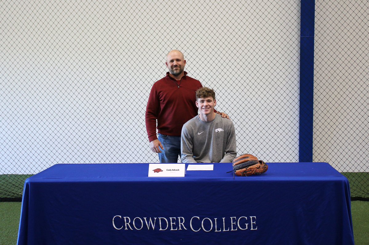 CrowderBasebal1's tweet photo. Congratulations to Cody Adcock on signing with Arkansas and congratulations to Jacob Misiorowski on signing with LSU! 

#wR #team57 #968 https://t.co/s7gn6hwe2E
