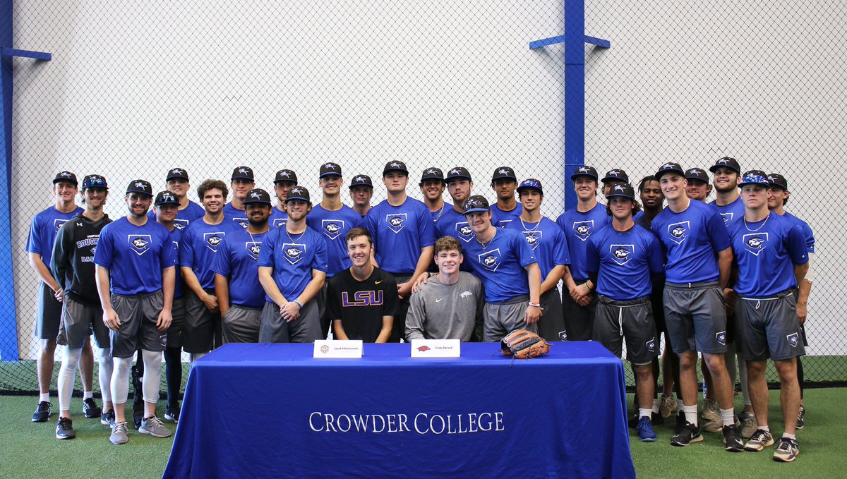 CrowderBasebal1's tweet photo. Congratulations to Cody Adcock on signing with Arkansas and congratulations to Jacob Misiorowski on signing with LSU! 

#wR #team57 #968 https://t.co/s7gn6hwe2E
