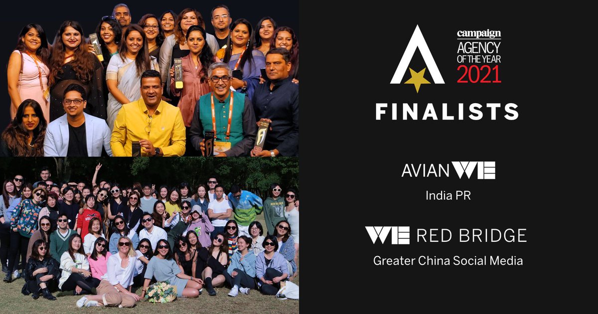 Kass_Sells's tweet photo. Excited to see #WERedBridge and @AvianWE’s recognized by @CampaignAsia’s Agency of the Year Awards. Good luck to our China and India teams! #WeAreWE #CampaignAOY #AOY28 https://t.co/6RCd10U6km