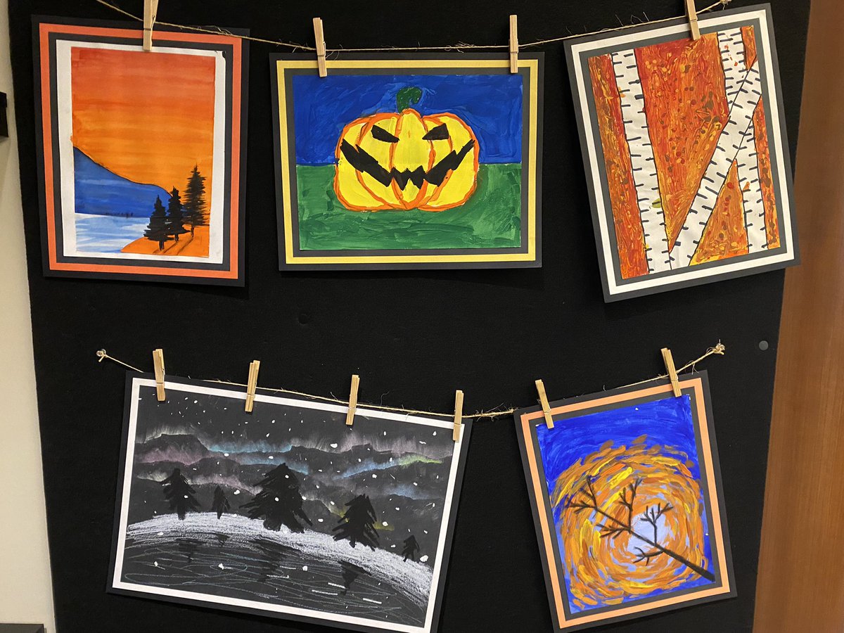RRSchool's tweet photo. District Art Show at District Office. We are so proud of our artists! #artistsontwitter #art #artchat #elemart #creativity  @StAlbertPublic https://t.co/IxQeNhgQI4