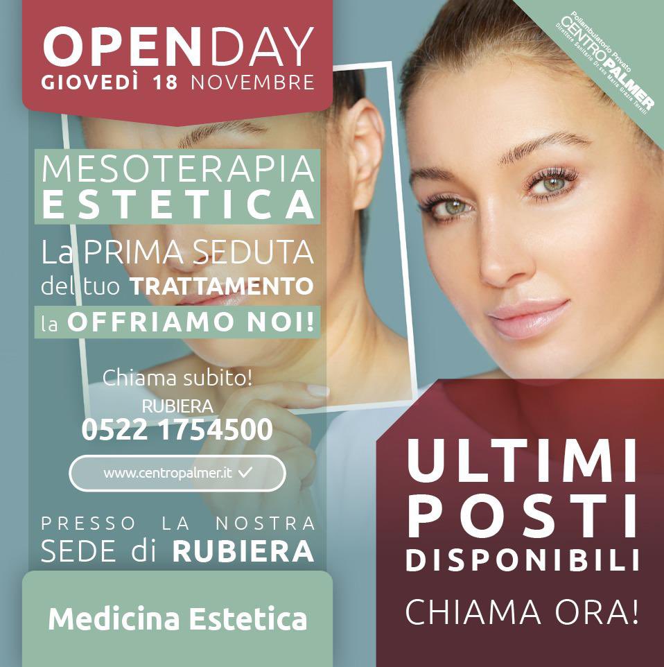 CentroPalmer's tweet photo. OPEN DAY MESOTERAPIA ESTETICA giovedì 18/11/21 e la PRIMA SEDUTA LA OFFRIAMO NOI!!! Corri, sono rimasti gli ultimi posti.. #estetica #mesoterapia #openday #rubiera #centropalmer #drssavittorianeri #super https://t.co/qSkxSuI4bF