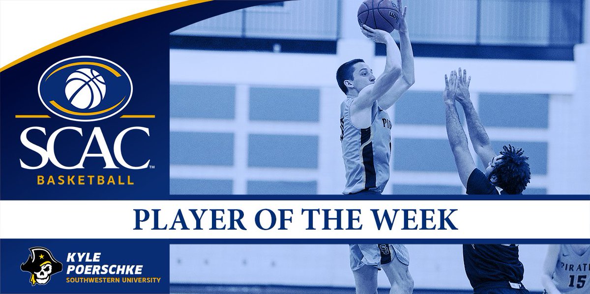 SCAC_Sports's tweet photo. .@SUPirates Kyle Poerschke named #SCACMBB Player of the Week for Week 2!🏀

📰| https://t.co/eFyJrVkcPI
#SCACPride | #d3hoops https://t.co/X1pbkEmkvU