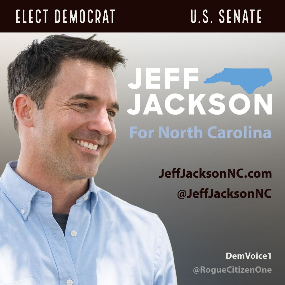 NC State Sen, JEFF JACKSON has fought a corrupt system that allows politicians to pick their voters by gerrymandering districts and raking in corrupt PAC money.

Jeff wants to take that fight to DC.

Please join me in supporting
<a href="/JeffJacksonNC/">Jeff Jackson</a> for US Senate

#DemVoice1 #wtpBLUE