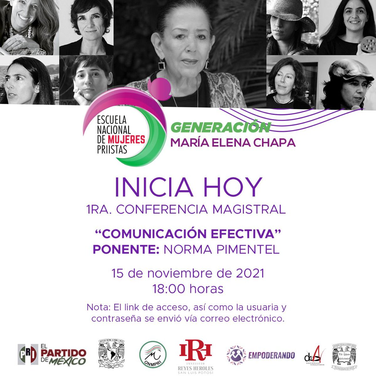 OnmpriNacional's tweet photo. ¡Una mujer capacitada es una mujer empoderada! 

Con gran orgullo hoy inicia la @ENMPRIISTA Generación “María Elena Chapa”, con el respaldo académico de la @UNAM_MX. 

#JuntasPorMéxico
#EmpoderANDO https://t.co/pnkPXMX9B9